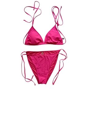 Hot Pink String Triangle Bikini Set - Women Swim Bikinis